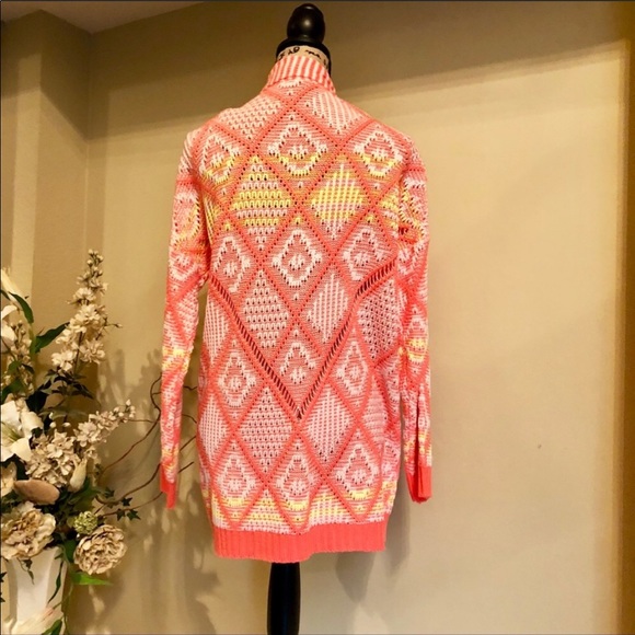 Neon pink & yellow with white knit cardigan size s - Picture 4 of 4